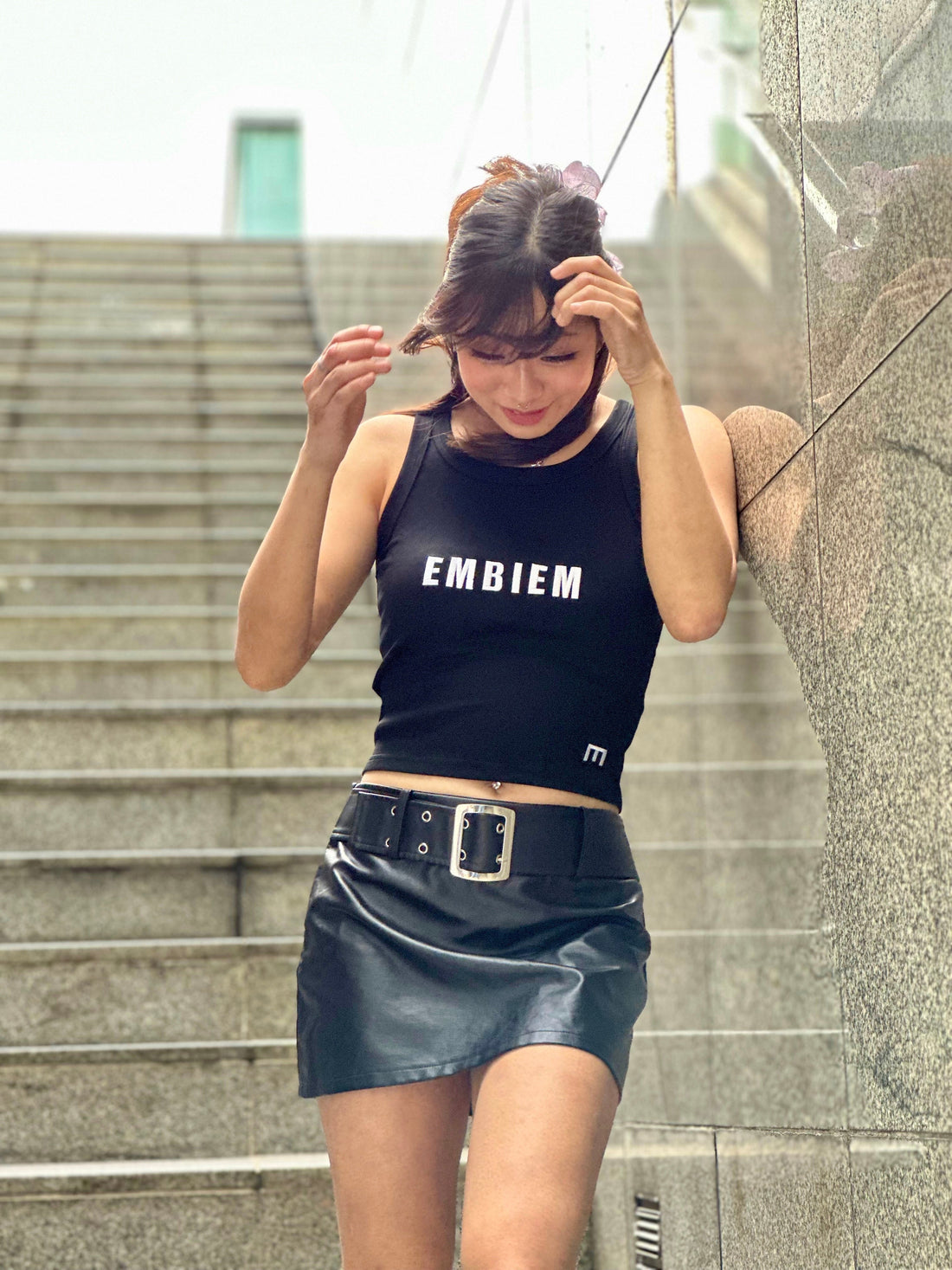 Embiem Official Classic Luxe Black Tank Top frt