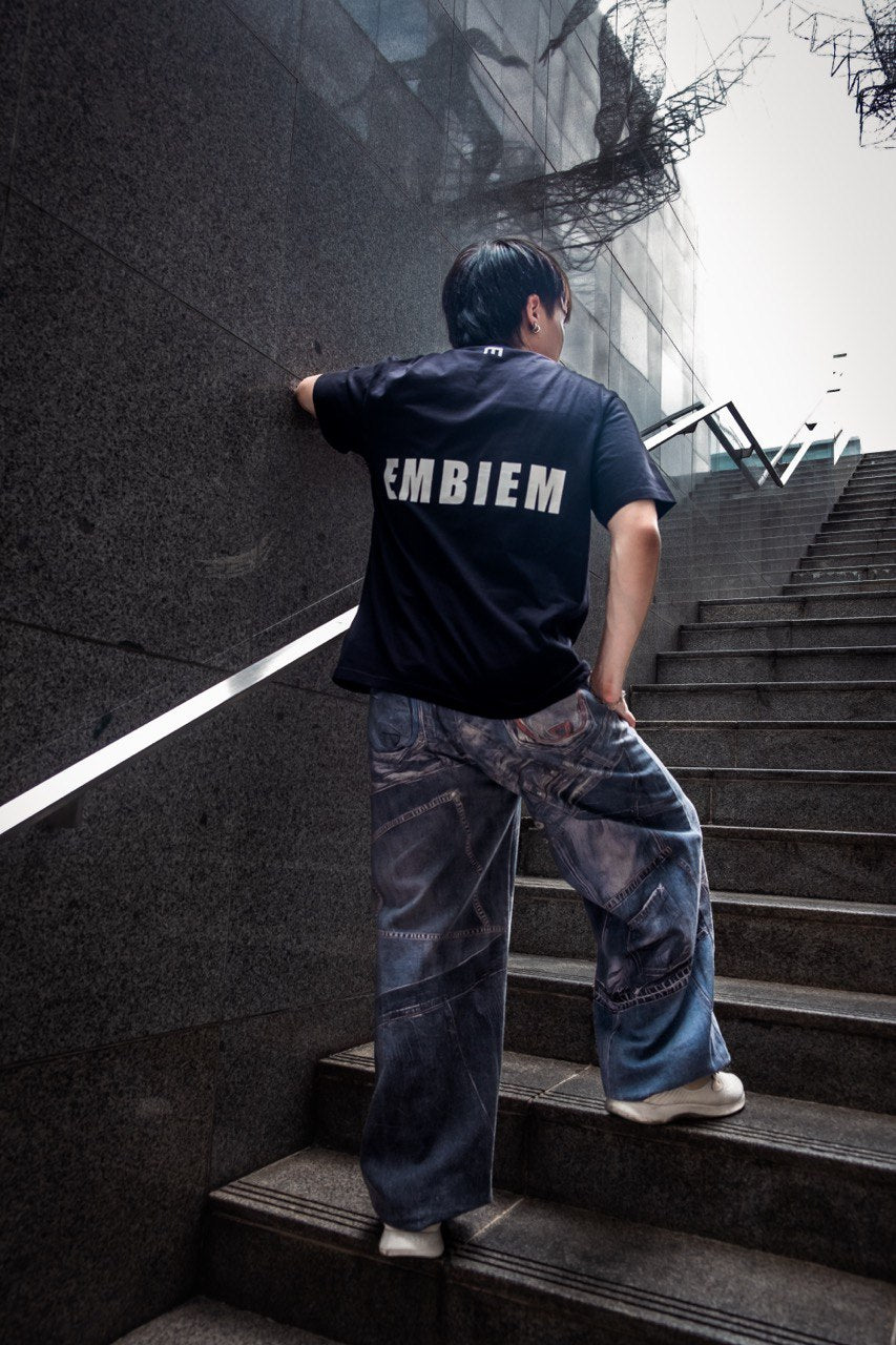 Embiem T shirt black back view 2