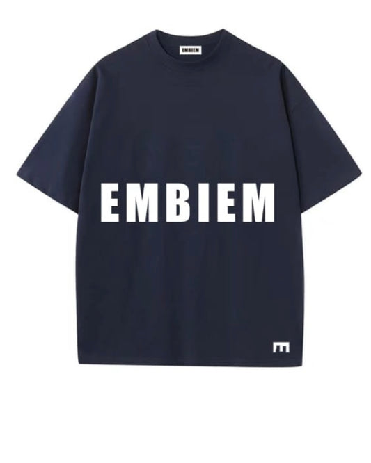EMBIEM T SHIRT BLACK FRONT VIEW