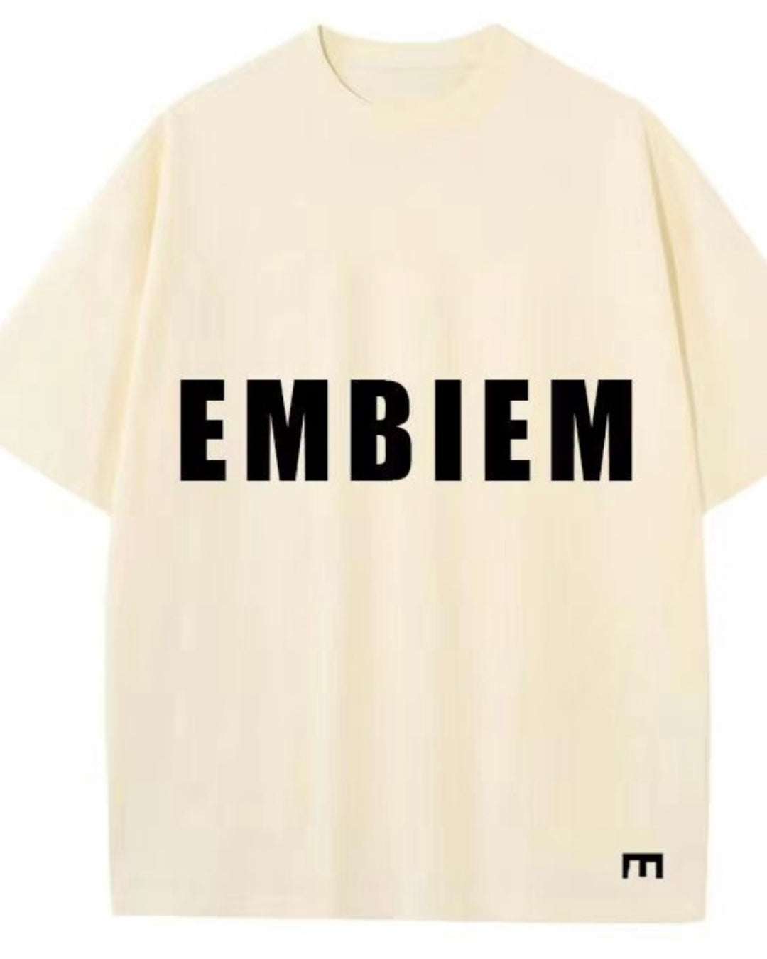 Embiem T shirt cream front view